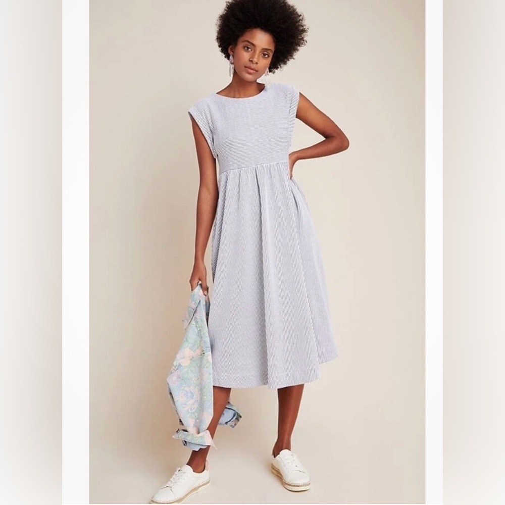 Anthropologie Everyday Dress Womens XS Gray White Striped